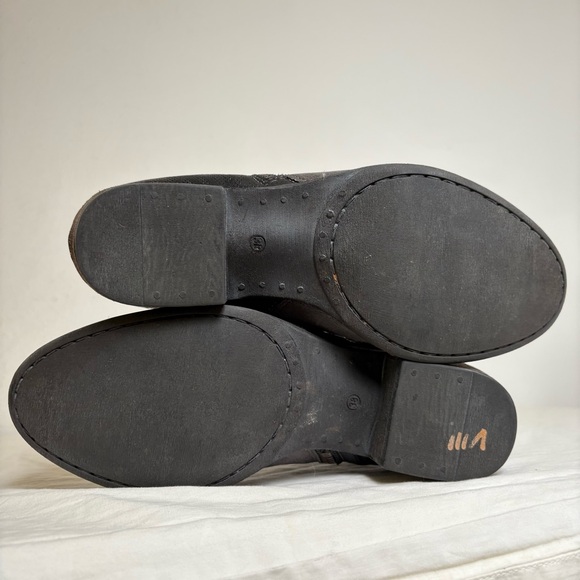 MIZ MOOZ Grey Black Double Zip Leather Ankle Bootie Boots 38 (7.5 & 8) - Picture 4 of 12